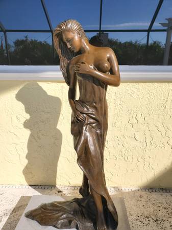 Large Half Nude Bronze Woman Statue 1