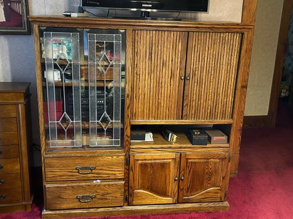 Solid oak entertainment center 1