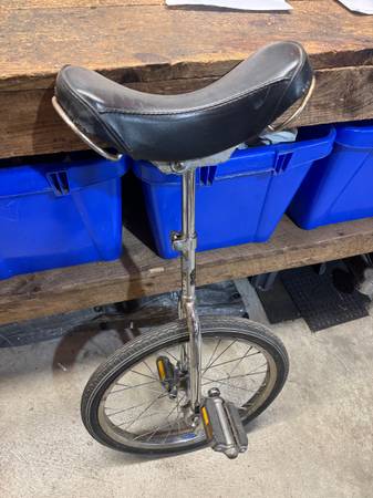 Unicycle, Chrome, 20" Wheel, Adjustable Seat Height 1
