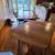 Solid walnut dining table, Tiger Oak Farm Table and Glass top Desk for 22 thumbnail