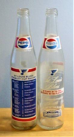 (2) 1973 Pepsi Cola St. Louis Blues 16 Fl. Oz. Antique Bottles 1