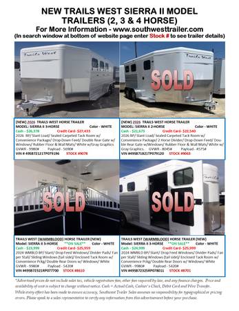 TRAILS WEST-SIERRA II HORSE AT SOUTHWEST TRAILER SALES (760) 788-8900 1