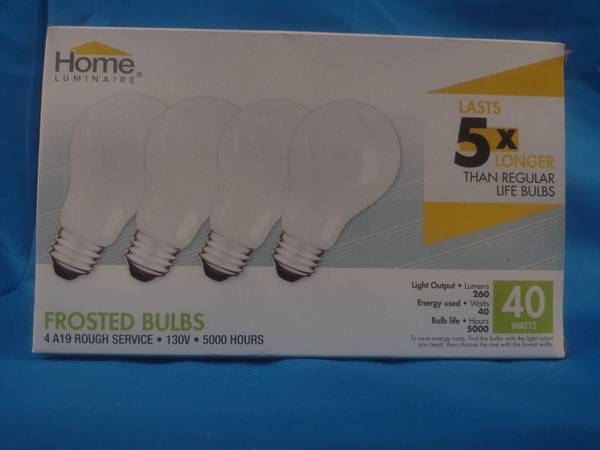 New 4-Pack Incandescent Frosted White A19 Rough Service 40 Watt Bulbs 1