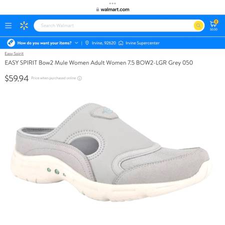 womens Easy Spirit shoes BOW 2 light gray mule sneakers - sz 7 1