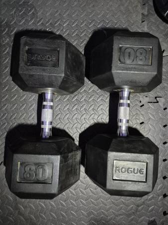 Rogue 80lbs dumbells weights 1