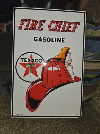 Metal Texaco fire chief sign 1