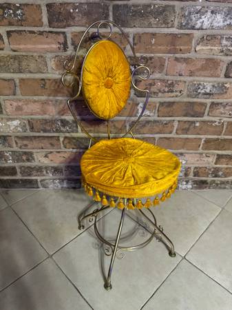 Vintage Delta Metal Industries Mid Century Vibrant Yellow Vanity Chair 1