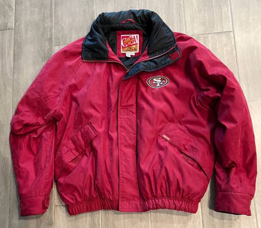 49er Coat/ Jacket W/ Logos, Mens M,  Carol Banks  Brand, Warm Hooded 3 Pockets 1