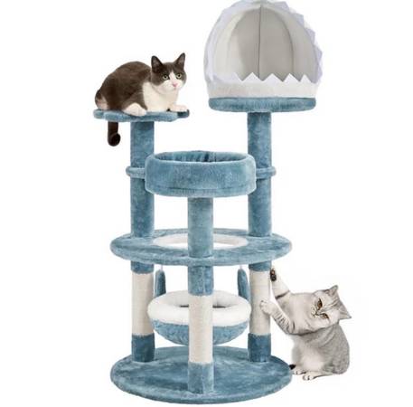 Blue 45" Ocean-Themed Cat Tower 1