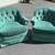 Vintage MCM Emerald Green Tufted Armchair Chairs On Wheels Casters Mid Century M 1 thumbnail