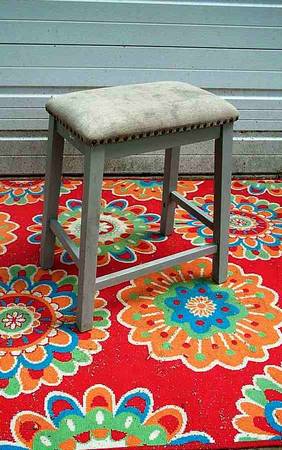 BENCH STOOL Gray Kitchen Desk Workshop Chair Seat Cushioned Furniture 1