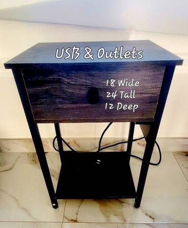 Nightstand Has Outlet and USB  Built-in 1