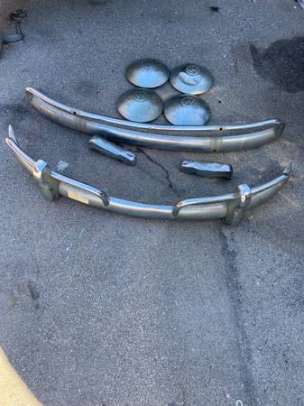 1963 VW BUG FRONT & REAR BUMPERS AND HUB CAPS 1