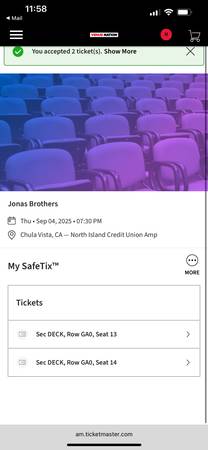 tickets for Jonas bros 1