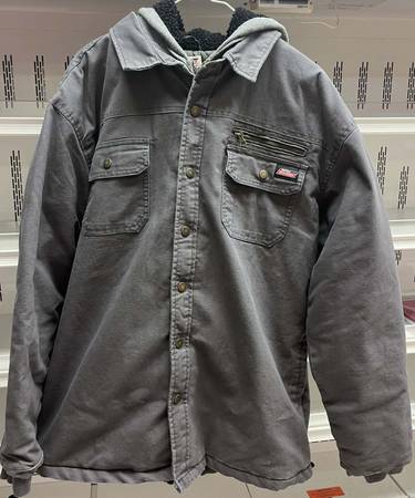 Gray XL 46-48 Men's Dickies Fleece Hooded Shirt Jacket 1