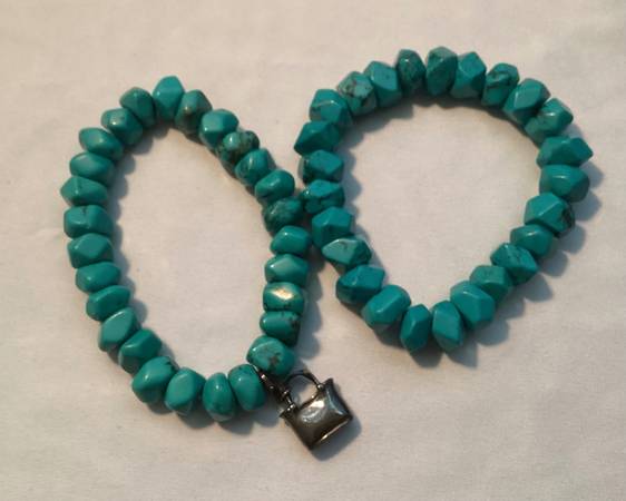 Bracelets Vintage Coldwater Creek Faux Turquoise One W/Purse Charm 1