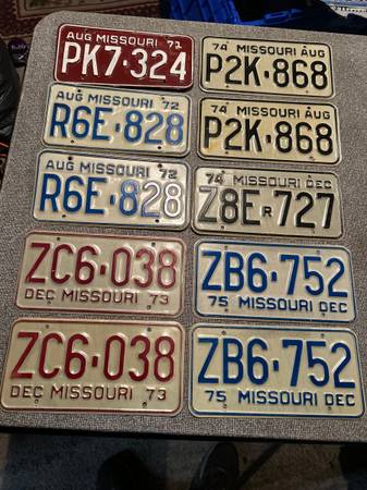 1972 - 1979 Missouri License Plate Pair (s) - Excellent Condition! 1