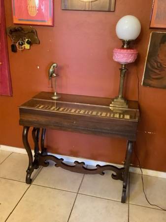 Unique Antique Converted Victorian Melodeon Entry Table / Desk 1