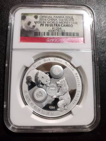 2016 China 1oz Silver Berlin World Money Fair PF 70 Ultra Cameo 1