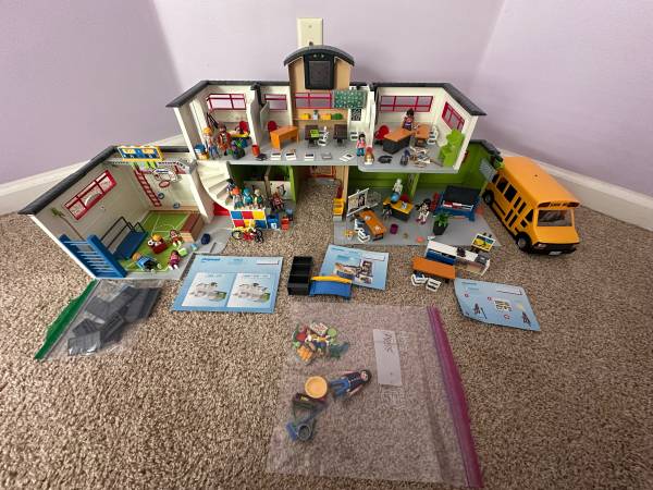 Playmobil School, Bus, Extension, Janitor, Art & History Class, Playground, Camp 1