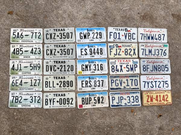 25 vintage DMV issued license plates (license plate) for $25 1