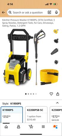 Kärcher Pressure Washer K1900PS, CETA Certified, 3 Spray Nozzles, Detergent Tan 1