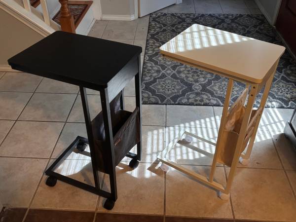 Rolling C couch table end table bed table Black Cream White 1