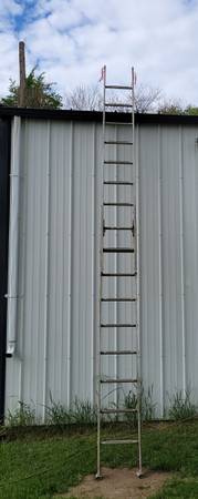 17' 3" Solid Aluminum Ladder, Extension, Collapsible, Retractable, Adjustable 1