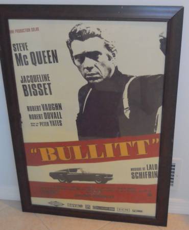 Bullitt Steve McQueen Mustang Movie Poster Framed Man Cave Must! 1