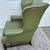 Chippendale Style Green Leather Wingback Chair 7 thumbnail