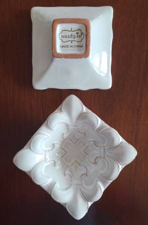 Mudpie fleur-de-lis terra cotta mini dip bowls 1