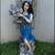 Beautiful Brunette garden fairy statue with wings & holding flowers approx 34.5 1 thumbnail