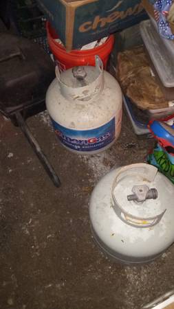 Empty propane tanks, Aluminum extension ladder , various. 1