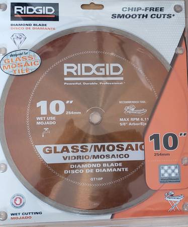 Ridgit 10 inch Wet Tile Saw Blade Glass/Mosaic 1