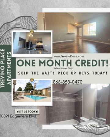 $1 / 1br - 👻 MONSTER SAVINGS AHEAD – REDUCED RENT TODAY (Trevino Place on 10891 Edgemere)63971559778691120