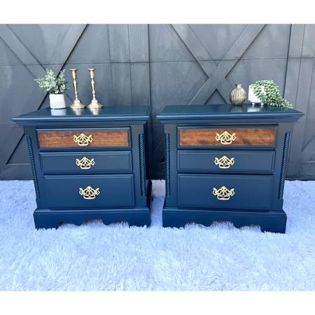 Stunning Navy Refinished Nightstands 1