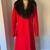 Fire Engine Red 100% wool overcoat with real fur collar size S 1 thumbnail