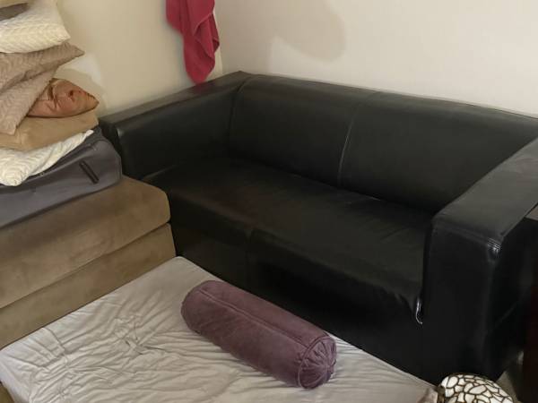 Black Leather Sofa 1