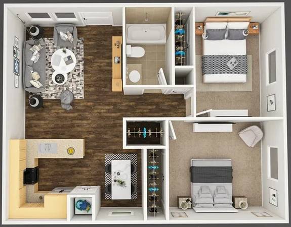 2/bd, Den / Home Office, Open-Concept 1