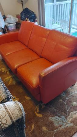 Red leather couch 1