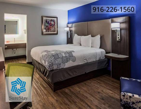 $550 / 1br - WEEKLY & MONTHLY RATES! 1 Bed with Breakfast - Includes Large TV (Sacramento)64044028062465120