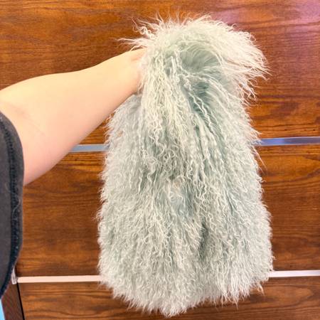 Handmade Genuine Lamb wool Fleece Mint Green Vest Bag 1