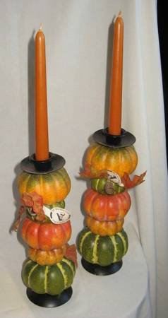 Fall Candleholder Pumpkin/Gourd Stack 1