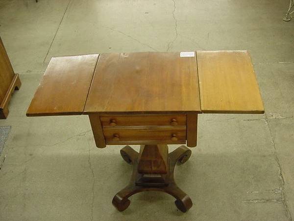 ANTIQUE EMPIRE DROP-LEAF SEWING SIDE TABLE 1