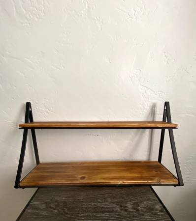 2-Tier Rustic Wood Shelf 1