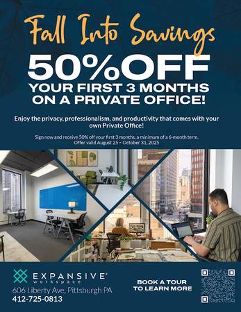 $449 / 97ft2 - Move-In Ready Private Offices– Premier Pittsburgh Workspace! (PITTSBURGH)64013203759234122