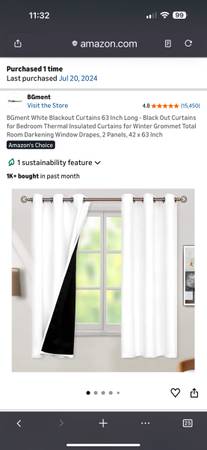 Blackout, thermal curtains - white (4 panels) 1