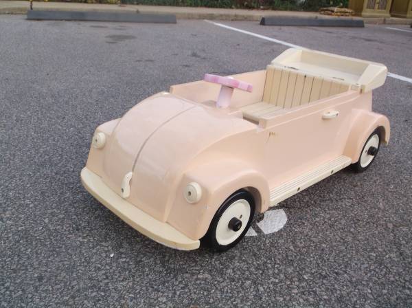 Folk art, solid wood, handmade VW Bug in Pink 3+ feet long!! 1