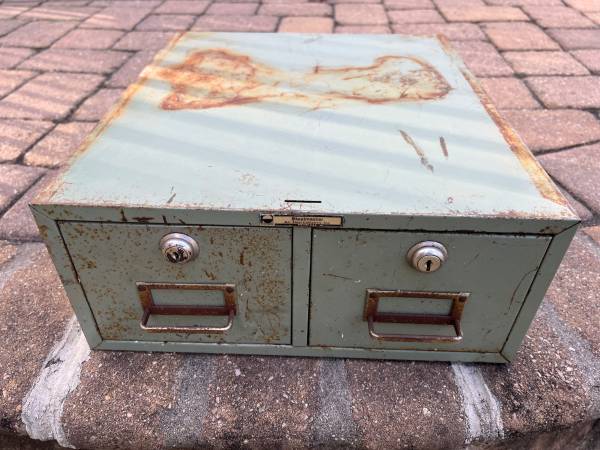 Vintage Steelmaster 2 Drawer Index Card Metal File Cabinet Stackable 1