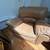 Tan leather couch, side chairs, and ottoman 6 thumbnail